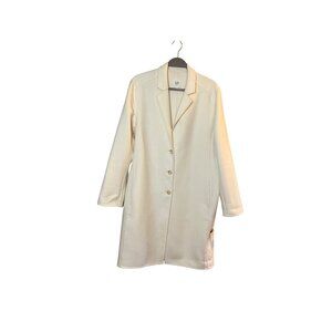 Gap Womens Wool Blend Ivory Button-Front Long Coat Size Large preppy classic